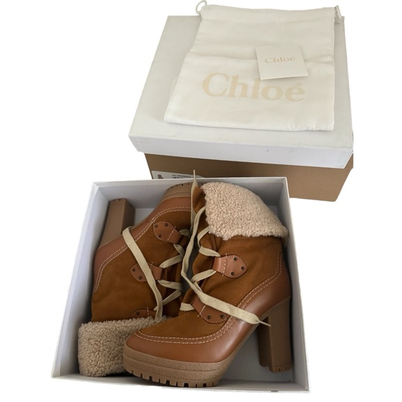 See by Chloé Verena Shearling High Block Heel‎ Booties - Picture 8 of 16